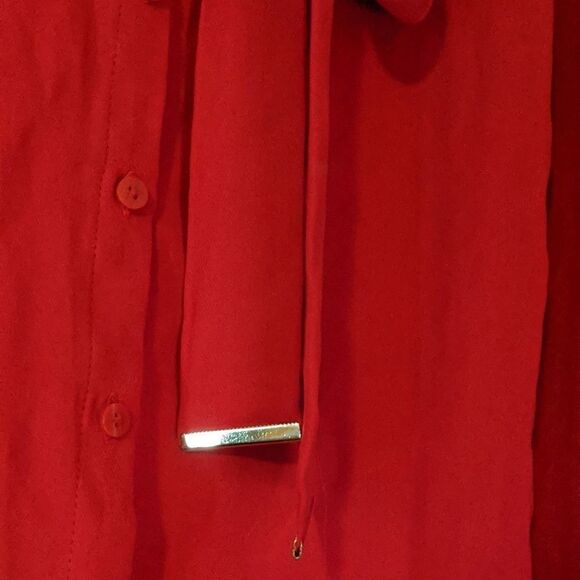 WORTHINGTON sheer blouse top red 3/4 sleeves Gorgeous 1X holidays Valentine's - Picture 4 of 8